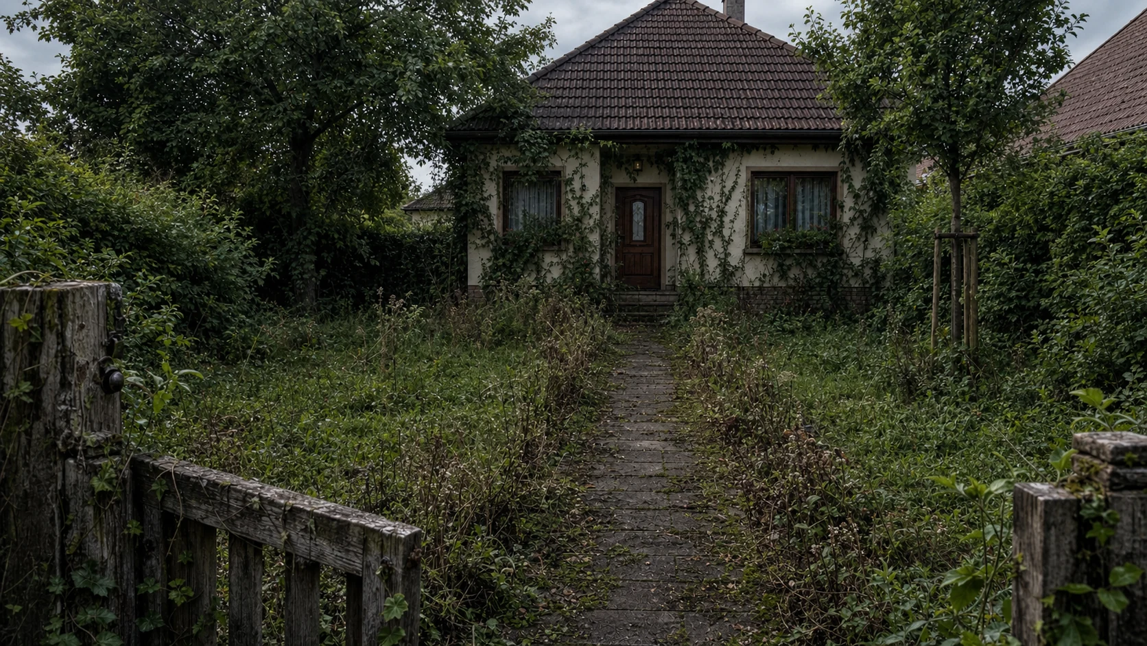 Elburjánzott családi ház kertje a teljes kertfelújítás előtt